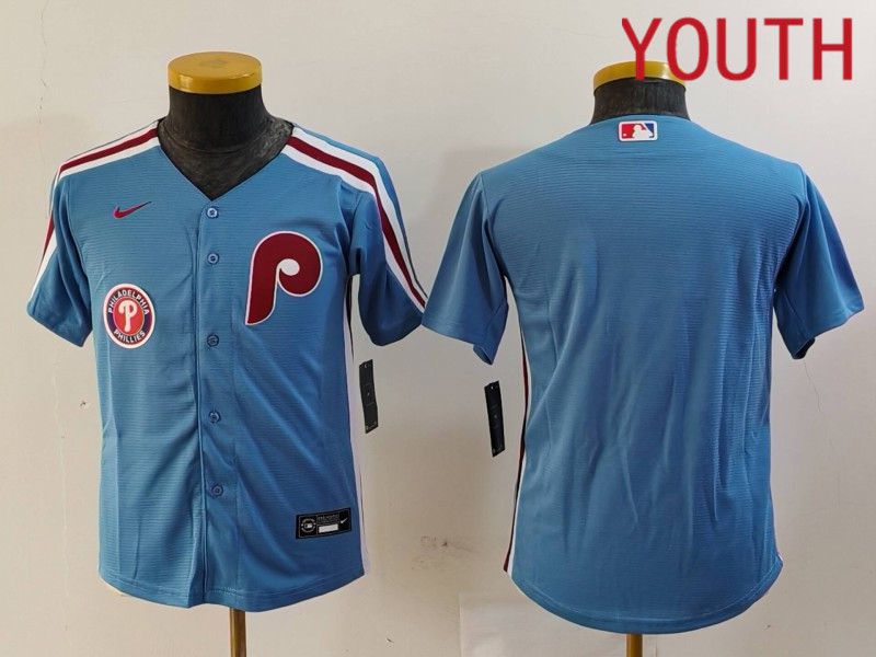 Youth Philadelphia Phillies Blank Blue Throwback 2024 Nike MLB Jersey style 2->youth mlb jersey->Youth Jersey